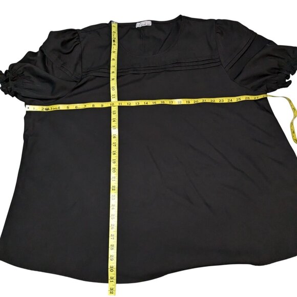 Carrdc Womens Black Short Sleeve Blouse 4X Polyester/Spandex Plus Size - Picture 6 of 10